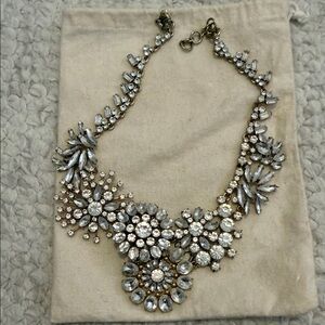 J. Crew Elegant Silver Crystal Statement Necklace